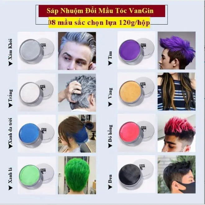 Sáp Đổi Mầu Tóc Tạm Thời VANGIN 120g/Hộp Nhiều Mầu Sắc Không Gây Hư Tổn Tóc Giữ Nếp Tóc