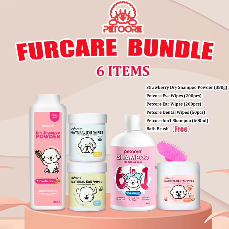 Product Introduction of Petoore Furcare Bundle by Petcore Grooming Essentials for Cats and dogs pet shampoo powder and wipes toiletry set fur care bundle shampoo for dogsdog shampoo and conditioner dog bag grooming pet essential supplies pet  bath ear drops 5