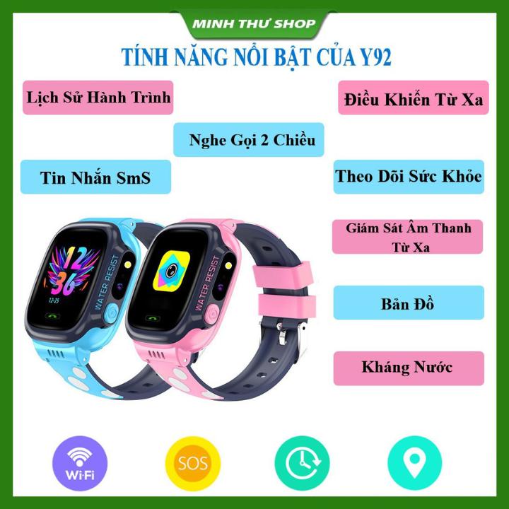  Đồng Hồ Thông Minh Trẻ Em Y92 Lắp Sim Nghe Gọi Định Vị Nhắn Tin Chống Nước Có Tiếng Việt Bảo Hành 12 Tháng 