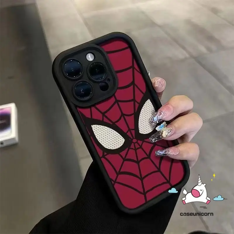 Caseunicorn Angel Eyes Simple Keren Spider-Man Eyes Shockproof Case Untuk Redmi 12C 9 9A 10A 10C A1 A2 9C NFC 11A Redemi Note 12 12s 11 11s 10s 8 9 10 Pro POCO X3 NFC X5 M3 Pro C55 Kartun Pasangan Fashion Brand Case 6