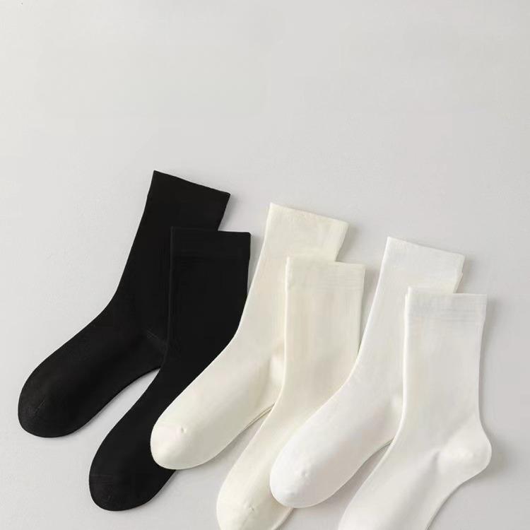 Product Introduction of Socks for Women2024 Spring and Fall New Japan and South Korea Four Seasons Simple Cotton Pile Socks Moon Socks Mid-calf Socks 10