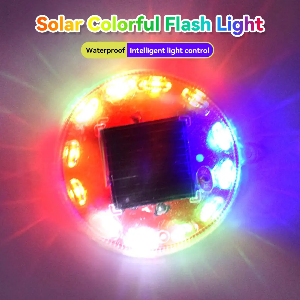 Solar Power Mortorcycle 12LED Warning Light Night Ride Tail Light Anti-rear Strobe RGB Light with Reflective Sticker for Motorcycle Electric Vehicle Bicycle