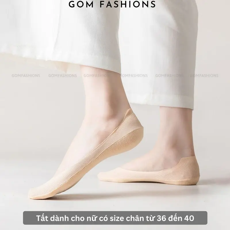 Combo 5 đôi tất lười nữ đệm cao su chống tuột gót GOMTAT, vớ hài mang giày búp bê - BUB-KOL-1302-CB5 1