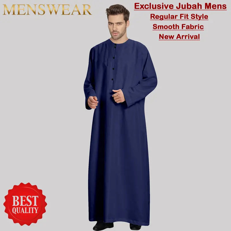 Jubah Men Pria Round Neck Polos Kancing Laki Laki baru design arab 5