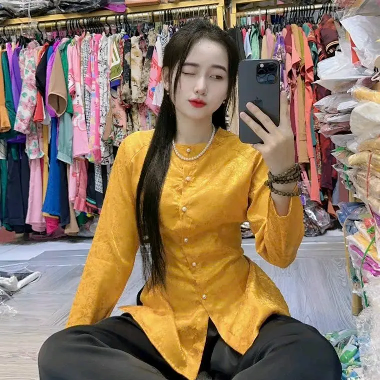 Set bộ lam bà ba nút ngọc trai duyên dáng đủ size tùy chiều cao