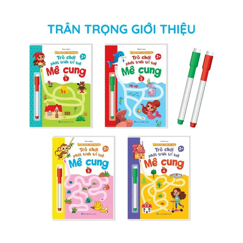 Combo 4 Sách Trò Chơi Mê Cung Phát Triển Trí Tuệ 1234 Tặng Kèm 2 Bút - Phiên Bản Wipe Clean Viết Xóa Được Dành Cho Trẻ 2-6 Tuổi 1