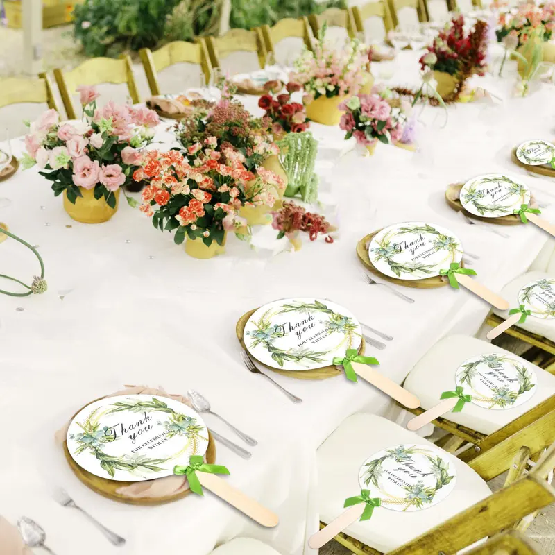 Wedding Hand Fan, 10 Sets DIY Handheld Wedding Souvenir Fan, Gift for Bridesmaids, Gift Supplies for Wedding Ceremony, Decor 2