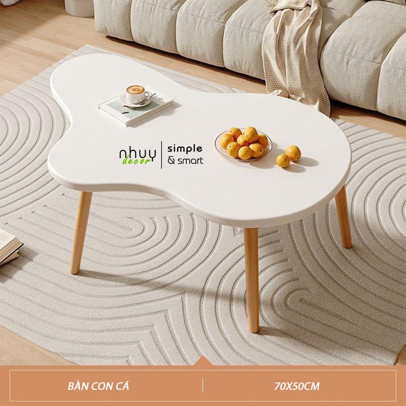 Bàn trà sofa hình con cá, bàn decor đám mây gỗ gấp gọn ngồi bệt hoặc sofa cn Nhu Y Decor