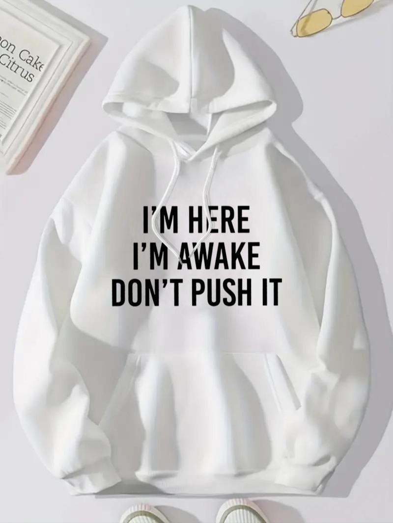 Product Introduction of Women's Letter Print Drawstring Pocket Hoodie, Casual Long Sleeve Hooded Sweatshirt for Fall & Winter, Yoga Hoodie, Women's Clothes for Daily Wear 4