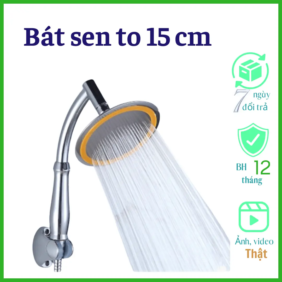 Bát sen tắm, tay sen cầm tay to 15 cm, bát sen tăng áp