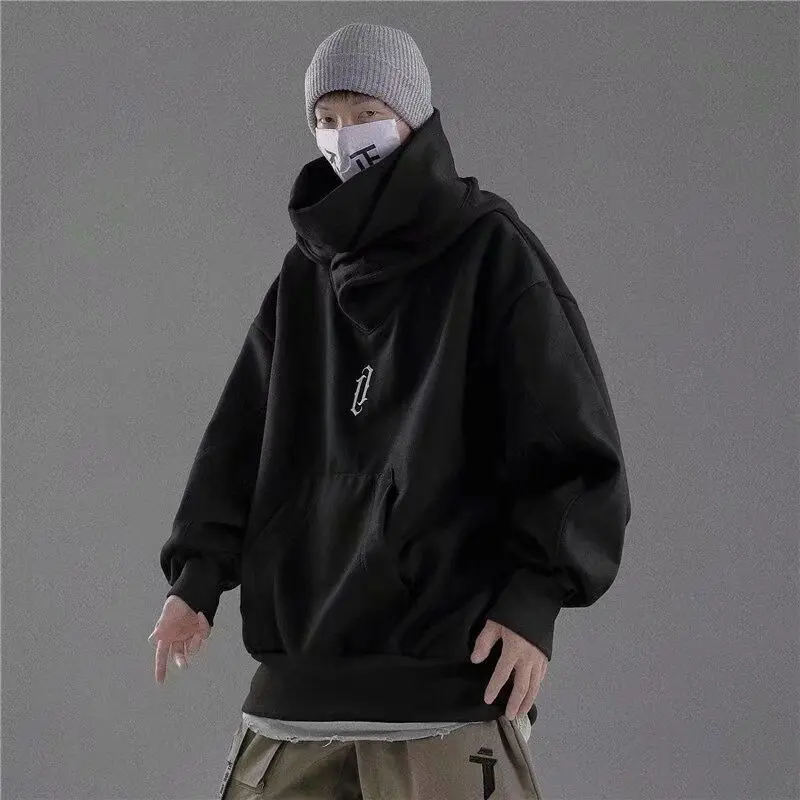 áo hoodie cổ cao ,mũ trùm đầu, áo hoodie ninja họa tiết thêu nổi Menswear Nam Top Dài Tay Ong Loang Nhung áo len Tay Dài Tay Dài áo  hoodie áo hoodie  che mặt áo  cổ rùa Nhung Tăm hoodie  zip 5