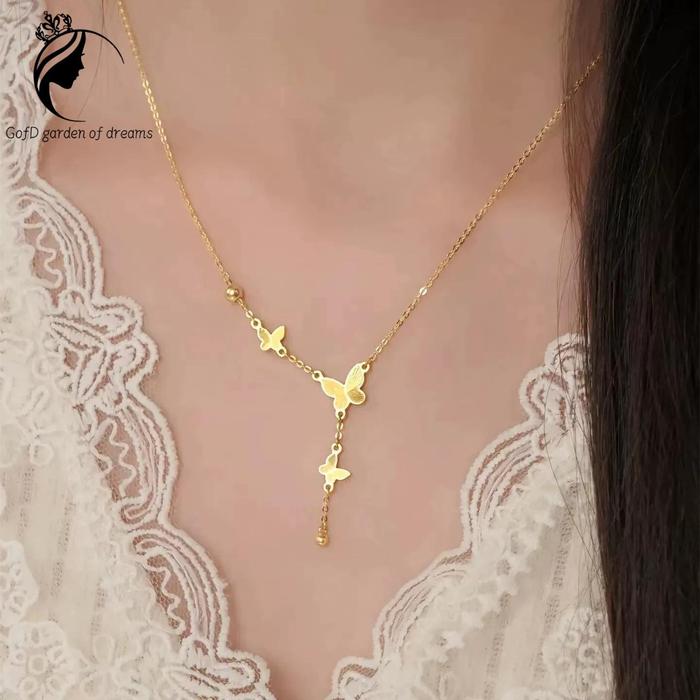 Gambar Dilapisi emas 18 karat Kalung kupu model baru simpel dan elegan kalung dari Garden of DreamsS5 Kota Administrasi Jakarta Barat Tokopedia