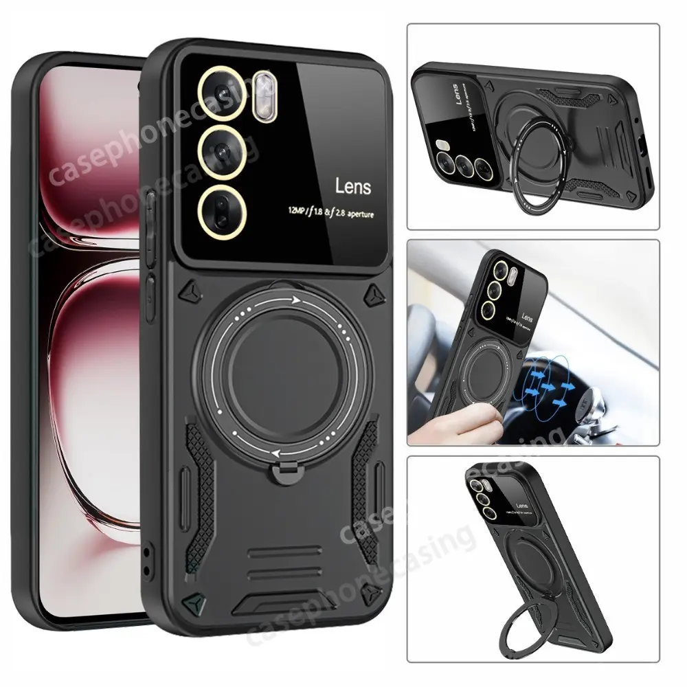 Casing For OPPO Reno 12 Pro Reno12 12Pro 5G 2024 Phone Case Shockproof Bumper Stand Holder Bracket Camera Protect Soft TPU Edge Back Cover For Reno 12Pro