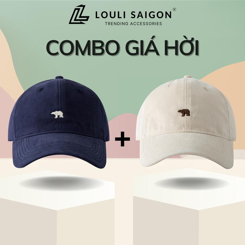 COMBO2 Mũ lưỡi trai LOULI SAIGON gấu bắc cực nón lưỡi trai kaki form mềm cá tính