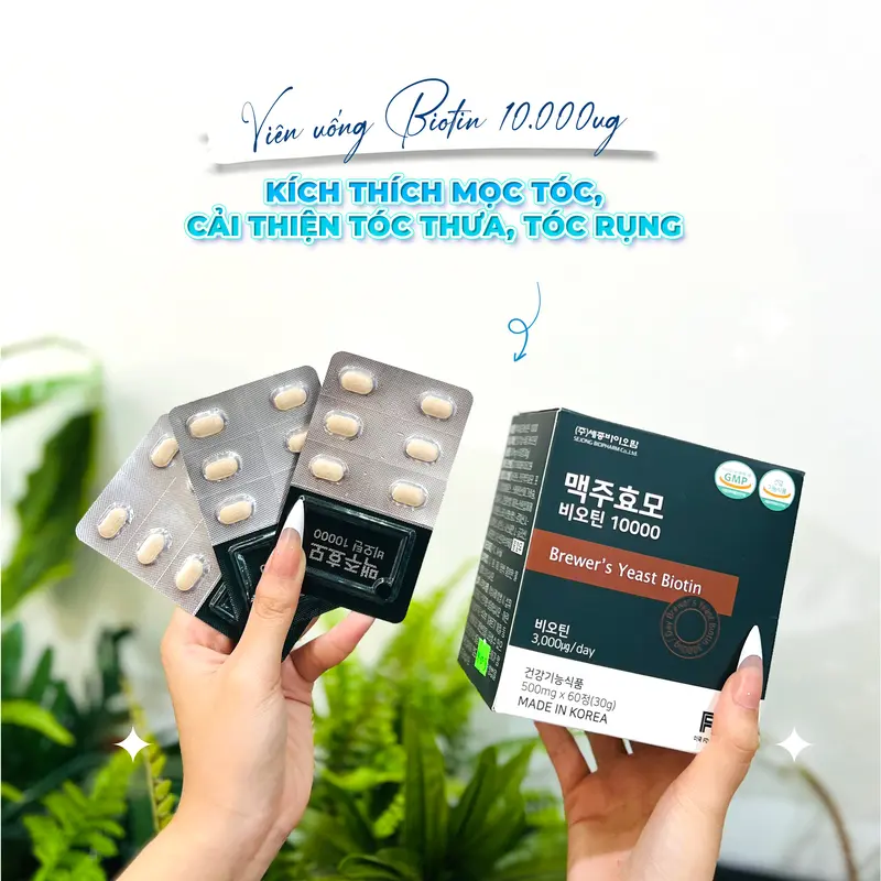 Biotin Viên Uống Hỗ Trợ Mọc Tóc Brewer's hộp 60 viên hàn quốc - Hỗ trợ kích thích mọc tóc, hỗ trợ giảm rụng tóc, gãy tóc 4
