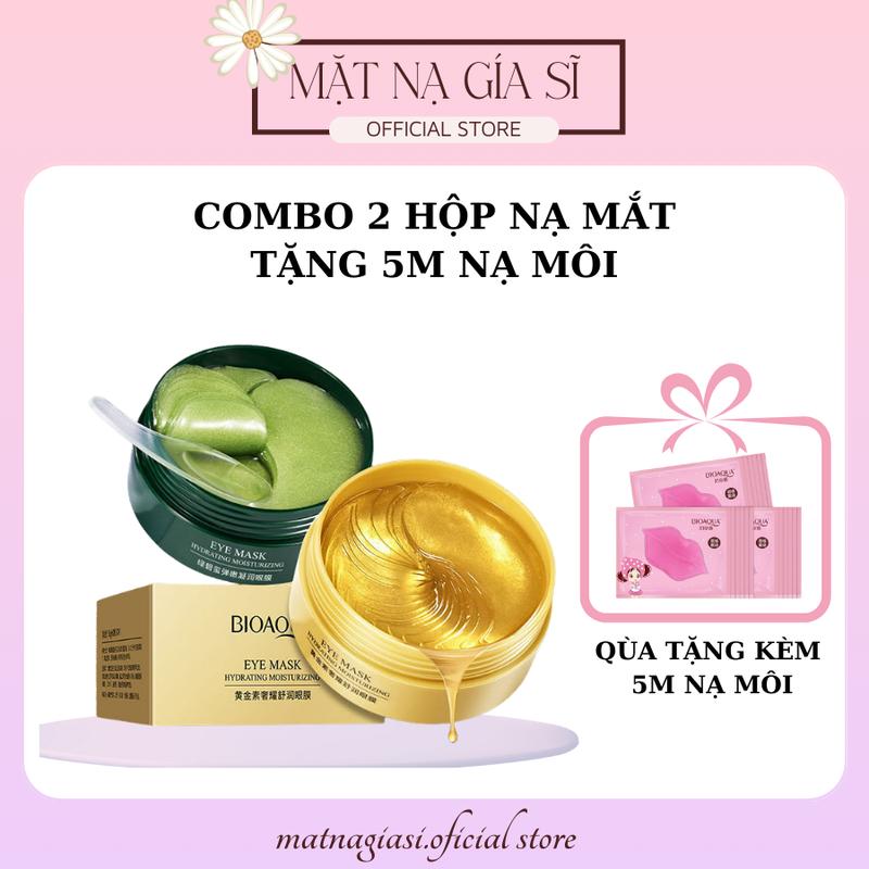 ￼[Combo 2 hộp tặng 5m môi] Mặt nạ  mắt xanh tảo biển collagen Hỗ Trợ Giảm Thâm Nhăn Giảm Bọng Mắt Bioaqua dành cho Nữ