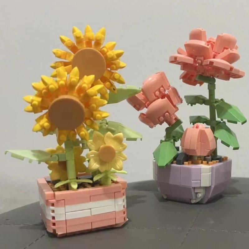 Rose Design Building Blocks, 1 Set Creative Flower Building Blocks, Building Toys for Kids & Adults 2