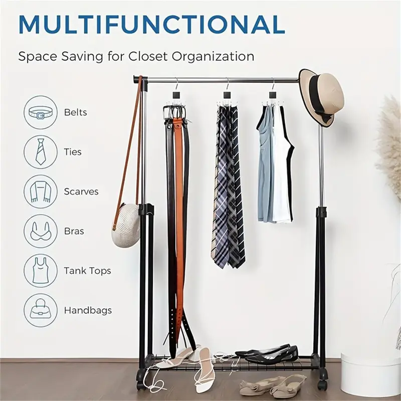 Rotating 6-claw Hook, 1 Count/2 Counts Multi-functional Rotating Hook for Coat, Hat, Scarf, Wardrobe Storage Hanger, Bag Storage Hook, Home Organizer, Household Items, Holder 5