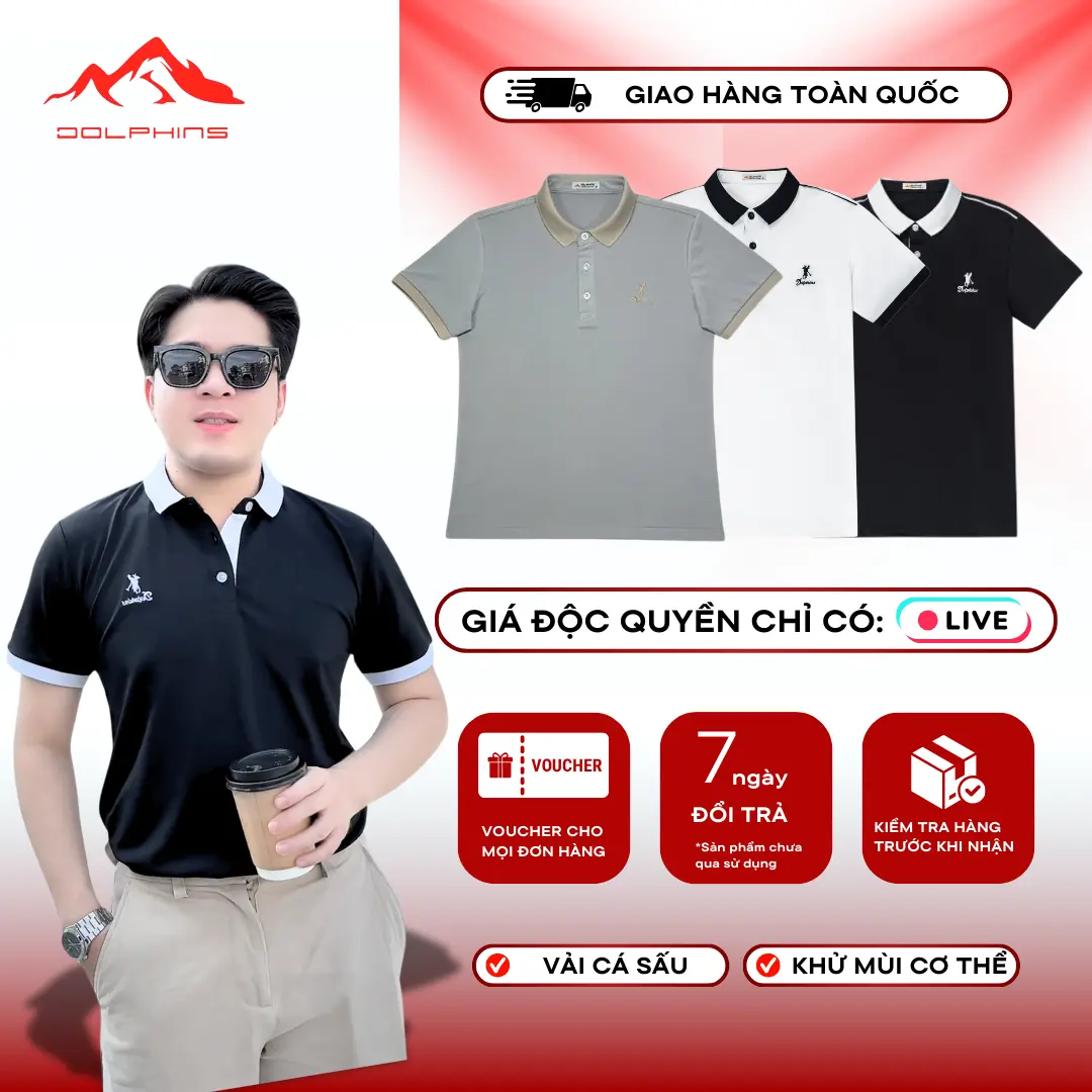 [DEAL LIVE] Áo Polo Nam Thanh Lịch Không Nhăn - Vải Cá Sấu Co Giãn 4 Chiều Cotton , Form Đẹp, Ngắn Tay, Thấm Hút Tốt, đời thường đơn thuần | DOLPHINS DP4452