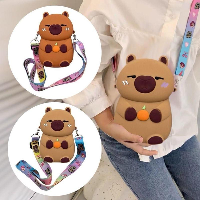 ￼Ví Silicon, Nhân Vật Hoạt Hình Anime Quà Tặng Ví Capybara, Đáng Yêu Có Tay Cầm Ví Đựng Tiền Xu Cho Trẻ Em 1