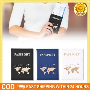 Sarung Paspor Kulit Fashion - Motif Peta Dunia, Dompet Penyimpanan Paspor Aksesoris Travel Premium