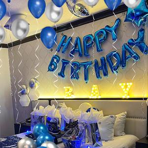 Set de Globos para Feliz Cumpleaños, 37 piezas/set de Globos con Letras, Globos Estrella y Listón para Globos, Set de Globos para Fiesta de Cumpleaños