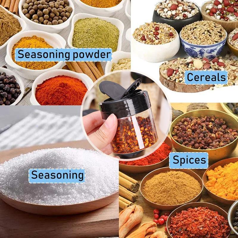 Product Introduction of 1-5Pcs Spice Jars With Shaker Lids Plastic Clear Seasoning Bottle For Herbs Powders Salt Pepper BBQ Condiment Box Kitchen Tools 13
