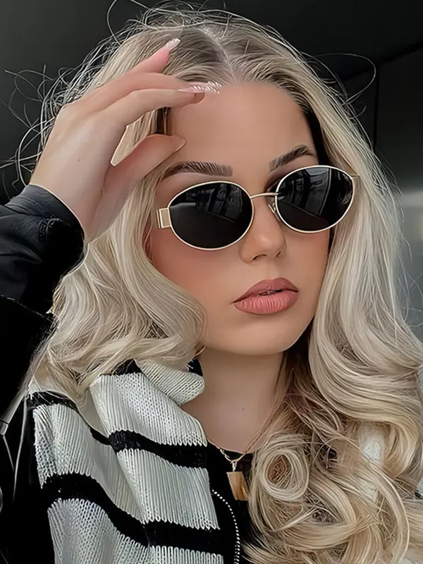 Unisex Simple Style Sunglasses, Trendy Casual Oval Frame Sunglasses for Everyday Use, Fashion Accessories for Outdoor Activities 0