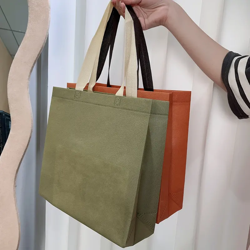 Túi Mua Sắm, Thân Thiện Với Môi Trường, Túi Xách Nữ, Có Thể Gập Lại, Vải Tái Chế, Không Dệt, Màu Trơn Túi Đựng Đồ, 1 Chiếc 2