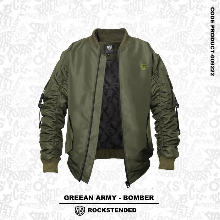 Gambar Jaket Bomber VARSITY Panjang Pria bordir ROCKSTENDED Nyaman Keren Casual - Green army, S dari Rockstended store Kab. Bandung Barat Tokopedia