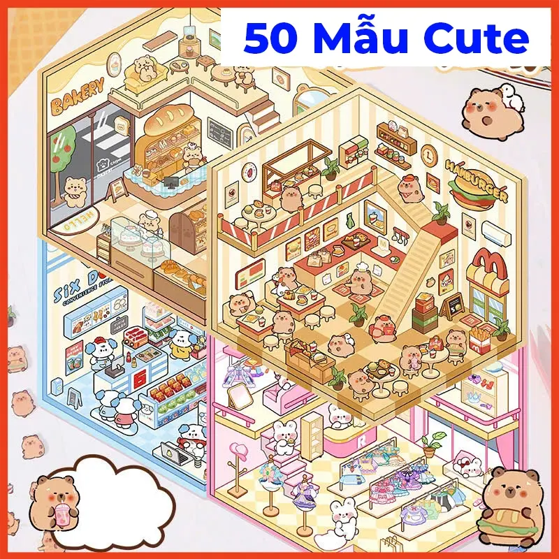 Sticker 3D nhãn dán cảnh quan 3D đa tầng nhiều chủ đề dễ thương, đồ chơi miniscape giảm stress .