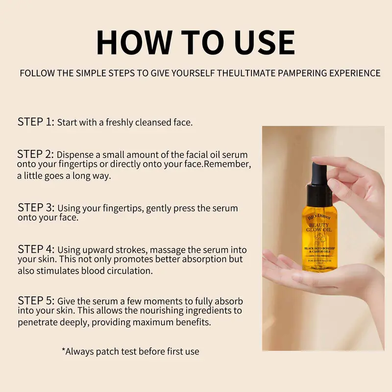 Black Seed Oil & Rosehip Oil & Castor Oil, Organic Cold Pressed Facial Moisturizer Serum, Natural Skincare Fortifying Hydrates Skin Moisturizing Beauty Glow Oil 7