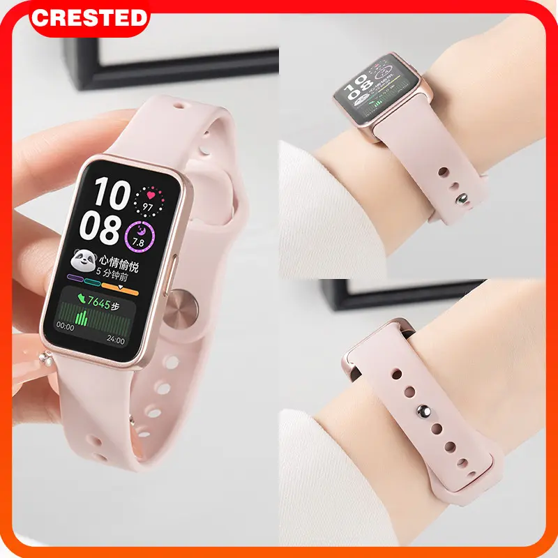 Soft Rubber Strap for Huawei Band 10/9/8 Breathable Silicone Replacement Silikon Band Watchband Belt Bracelet Accessories Tali Jam Tangan Smartwatch for Huawei Band 10/Huawei Band 9/Huawei Band 8 NFC