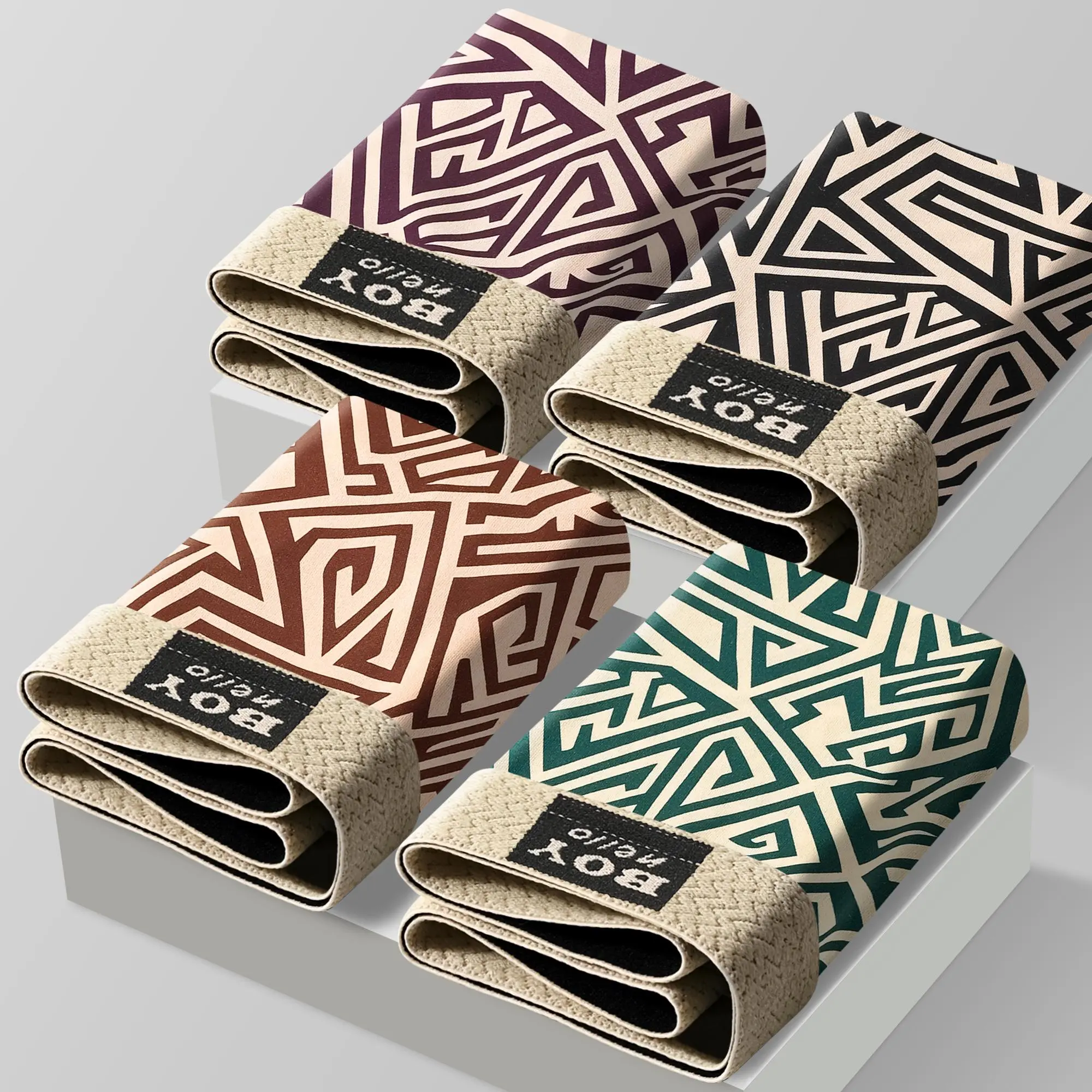 PAKET 4 PCS Celana Dalam Pria Boxer Motif Geometris Abstrak Poliester Spandeks CDP3302 Bahan Nyaman Ukuran L hingga 4XL Hemat dan Nyaman untuk Sehari-hari Sholadia