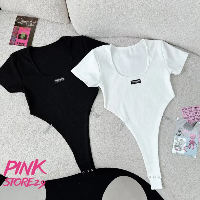 Áo Body Suit Nữ Ôm Body Tay Ngắn PINKSTORE29 Phối Dây Xích Kiểu Quyến Rũ A5321 6
