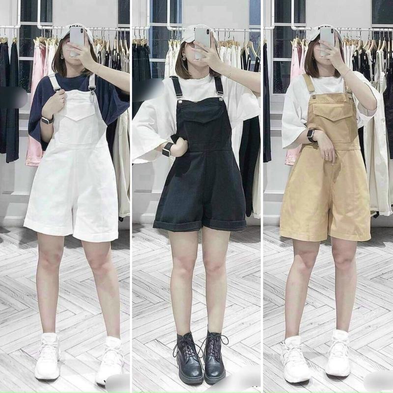 Yếm Quần Short Đùi Kaki Yếm Dáng Ngắn Ulzzang Hàn Quốc