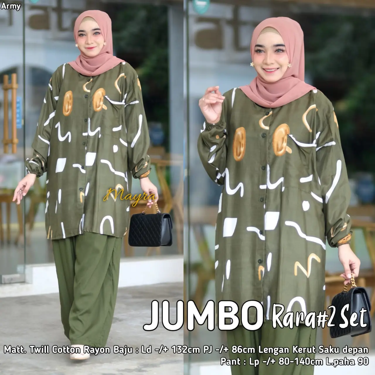 Setelan Jumbo Set Wanita Besar LD 130 Muat 100 Bahan Rayon