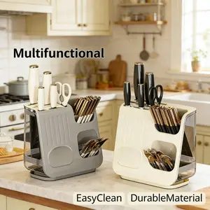 Rak Penyimpanan Pisau & Sumpit Dapur, Organizer Makan Tahan Air 100% Kaca, Nampan Serbaguna, Tempat Pisau Anti Slip, Rak Dapur Portable 30x20x10cm, Rak Sumpit Modern, Organizer Dapur Minimalis, Tempat Penyimpanan Sendok Garpu 10PCS