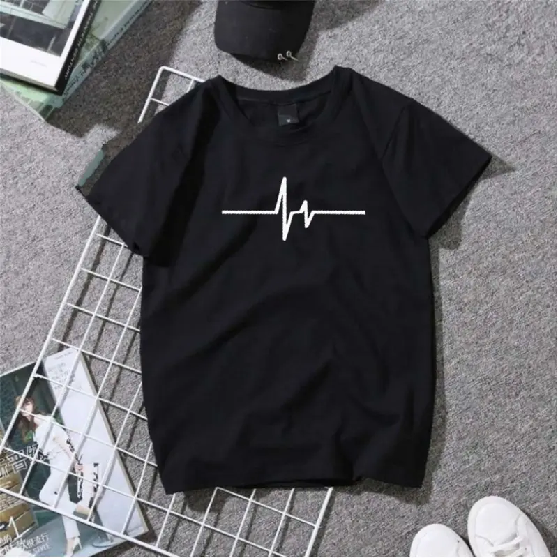 Kaos Couple Pasangan Detak Jantung ( Isi 2 Pcs ) Pria Wanita Lengan Panjang Dan Lengan Pendek Bahan Premium 4