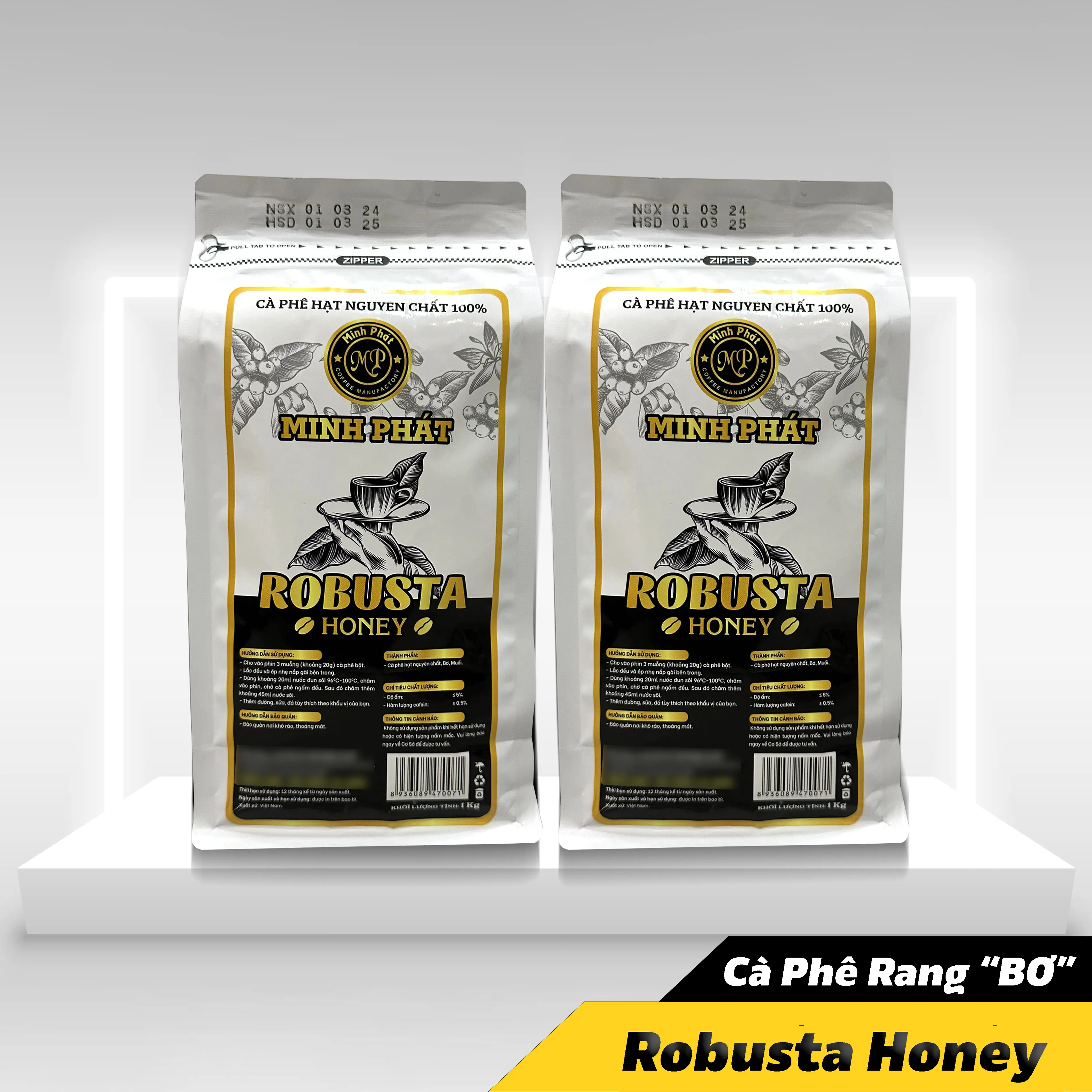 [Cafe vị thơm béo] Cà Phê Robusta Honey loại đặc biệt- MINH PHÁT COFFEE - 1kg