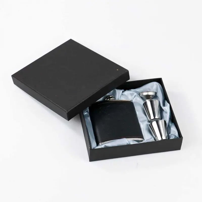 Botol Bir Hip Flask Stainless Leather 7Oz with Shot Glass 1