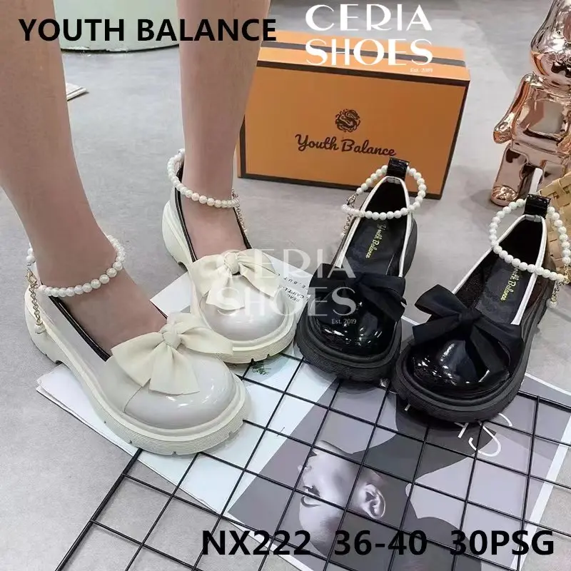Sepatu Wedges Wanita Import Rubber PVC Super Soft Empuk Sol Tinggi Non-Slip Motif Ribbon Mutiara Youth Balance 222 0