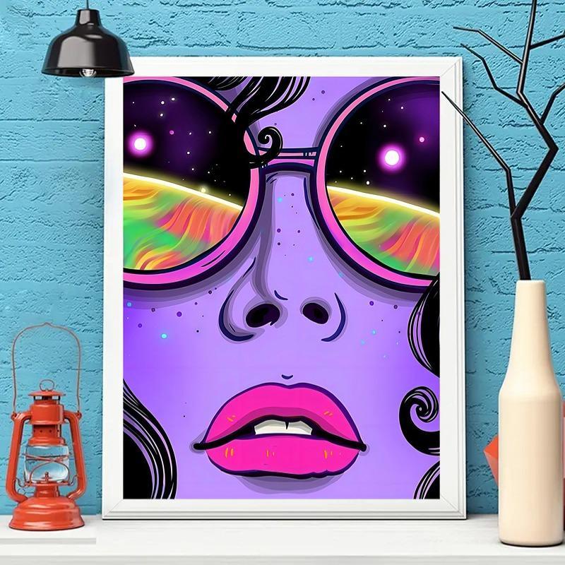 DIY Artificial Rhinestones Arts Painting Kit Without Frame, Color Cool Girl Pattern DIY Painting, Handmade Craft Wall Art Decoration 0