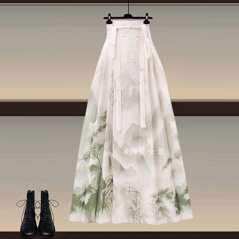 Product Introduction of Áo Khoác Và Váy Hanfu Trung Quốc Phong Cách Manbo, Màu Xanh Bạc Hà, Dành Cho Nữ, Bộ Váy Vẻ Mặt Ngựa Phong Cách Quốc Gia Mới Mùa Hè 2024 Women Dress Khuy 16