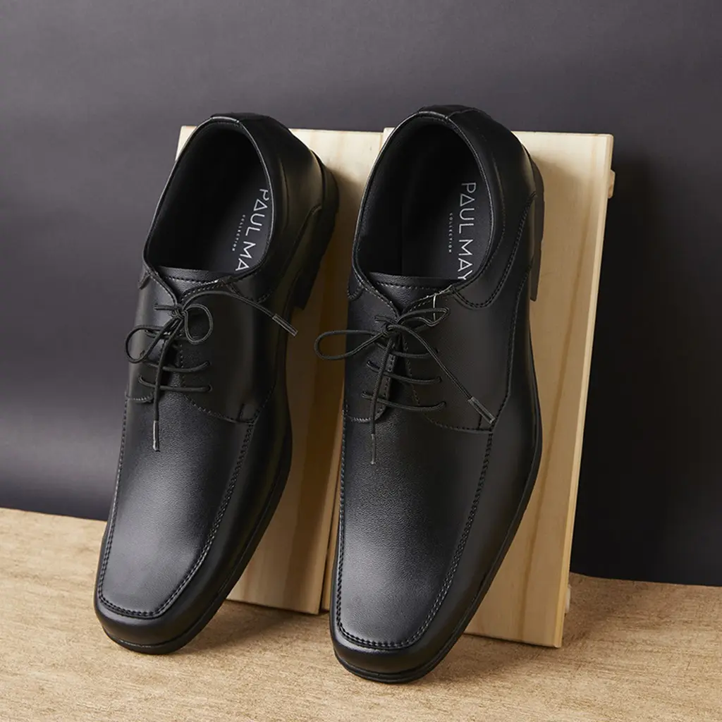 Paulmay Sepatu Formal Pria Milan 73 Pantofel  Shoes  Hitam Karet Kerja Fantofel