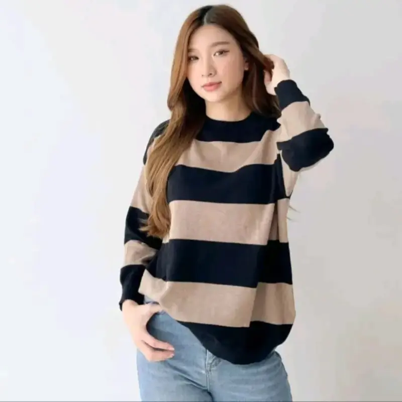 Busan Cileutik Baju Atasan Wanita Knitwear Lengan Panjang Rajut Slim-Fitting JANG MI Top Cantik Outer Dalaman Manset Sweater Cardigan Jaket Batwing 0