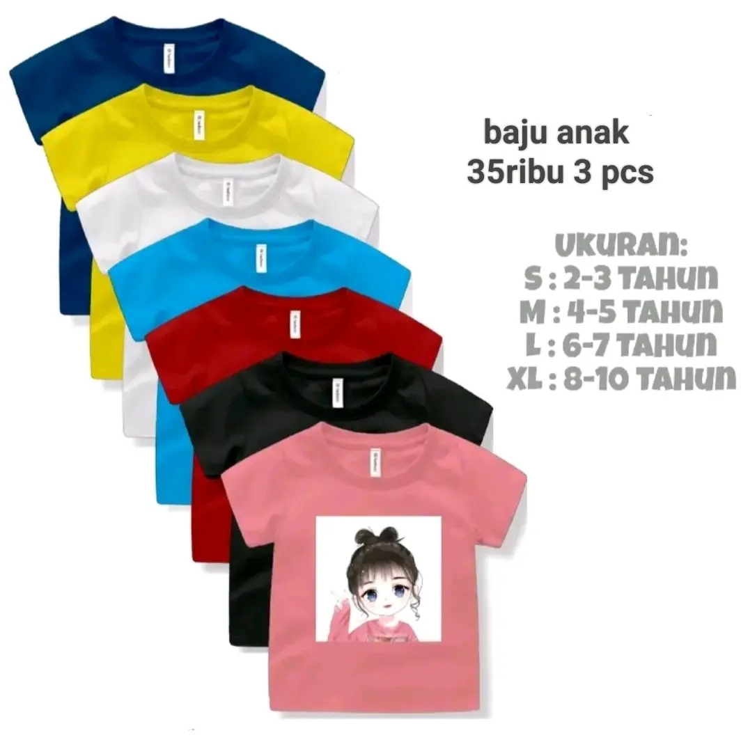 kaos Atasan Anak 80 ribu Dapat 6Pcs Baju Lengan Pendek motif  lucu Cocok Untuk Santai