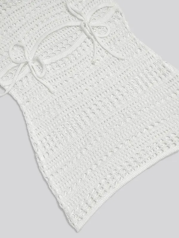 Women's Plain Crochet Knit Sweater Dress, Casual Sleeveless Knit Short Dress for Summer, Ladies Clothes for Beach Holiday 7