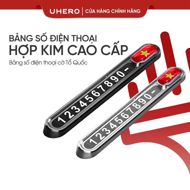 UHero Bảng số điện thoại BS02-VN trên ô tô, bảng ghi số điện thoại gắn taplo bằng kim loại để lại số khi đỗ xe, tránh mẫu thuẫn, bị phạt Nội Thất