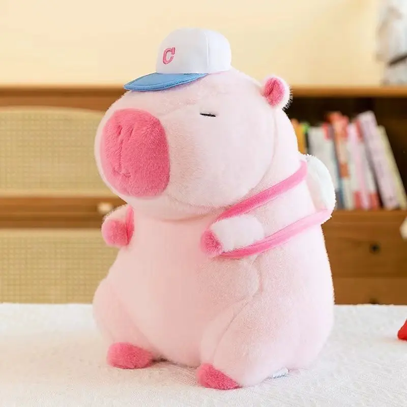 Đồ Chơi Nhồi Bông Capybara, Dễ Thương Và Mềm Mại, Màu Hồng, Kiểu Ba Lô Bóng Chày Kawaii, Thú Nhồi Bông, 25cm, Thích Hợp Làm Quà Tặng Sinh Nhật Cho Trẻ Em, Trang Trí Nhà Cửa